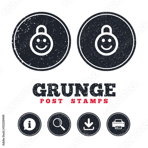 Child lock icon. Locker with smile symbol.