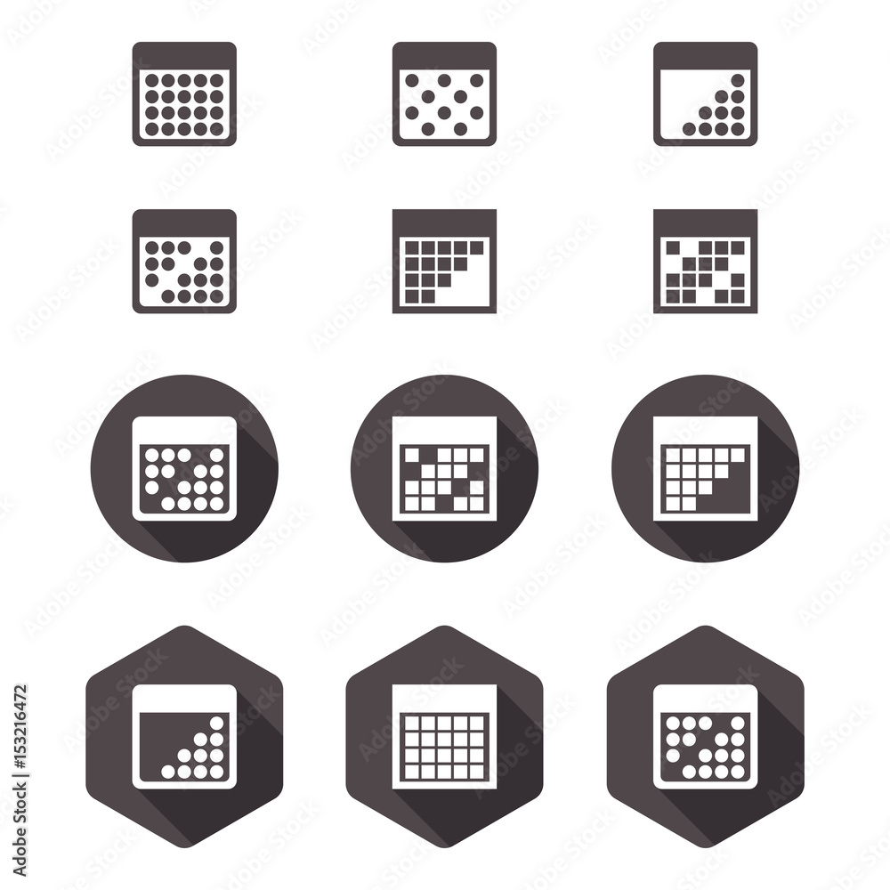 Calendar flat icon set Calendar flat icon set