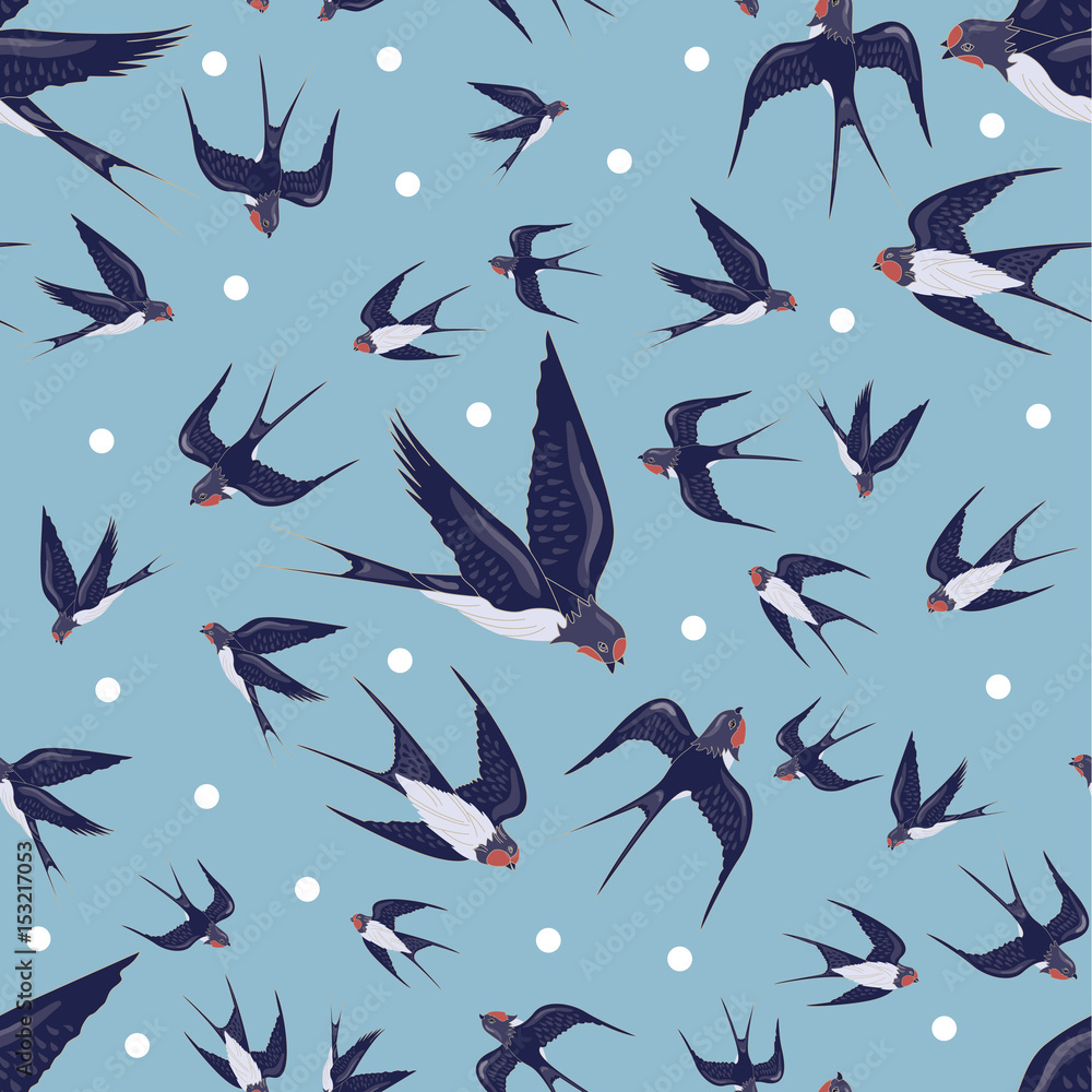 Swallows circling in the sky