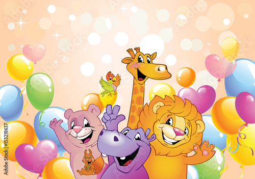 Cartoon animals  cheerful background