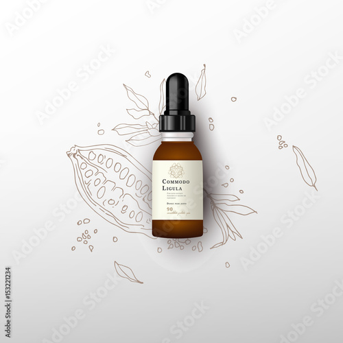 Realistic essential oil brown bottle