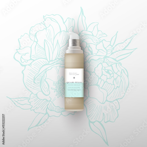 Beige realistic tube mock-up for cream dispenser