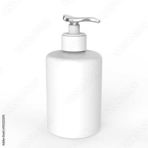 3D illustration white ceramic bottle with liquid soap