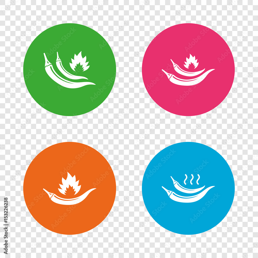Hot chili pepper icons. Spicy food symbols. Hot chili pepper icons. Spicy food symbols.