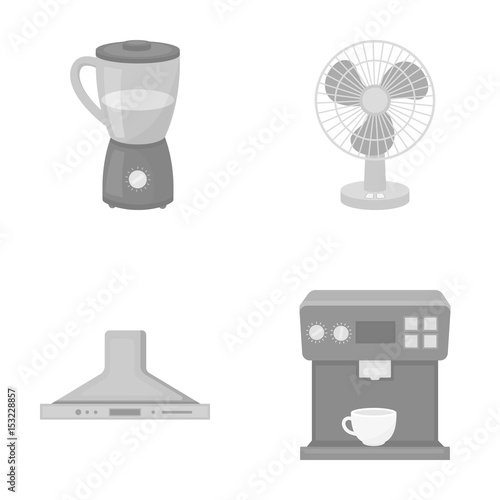 Blender, extractor and other equipment.Household set collection icons in monochrome style vector symbol stock illustration web.