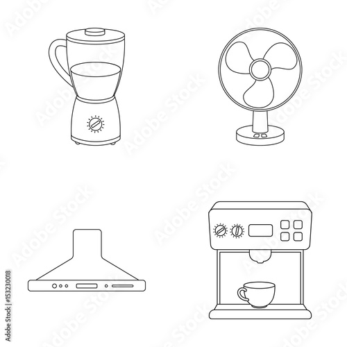 Blender, extractor and other equipment.Household set collection icons in outline style vector symbol stock illustration web.