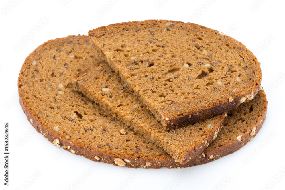 Slices of rye bread isolated on white background. Slices of rye bread isolated on white background.