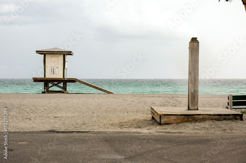 Lifeguard station on the quiet beach