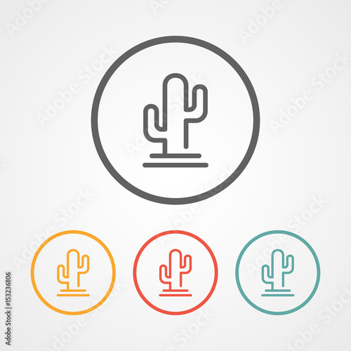 cactus stroke line logo icon with various color