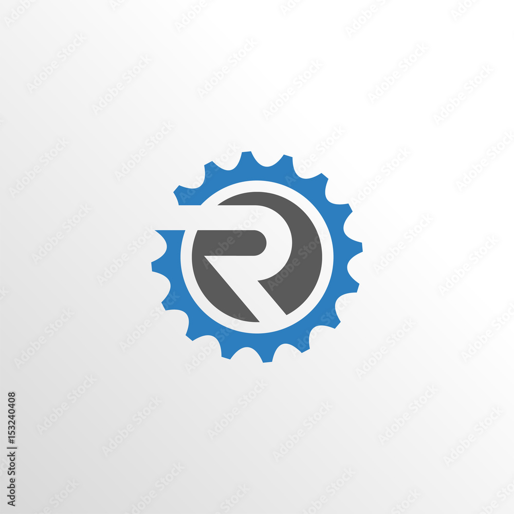Obraz premium smart letter r industry logo icon with gear and clean background