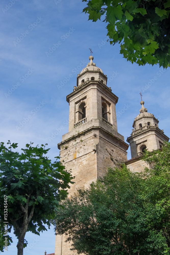 Spain, Santiago.Spain, Santiago. Bell towers of Church of San Francisco founded by St. Francis of Assisi in 1214 AD.