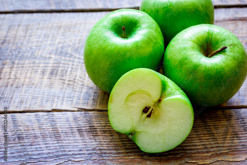ripe green apples wooden table background ripe green apples wooden table background