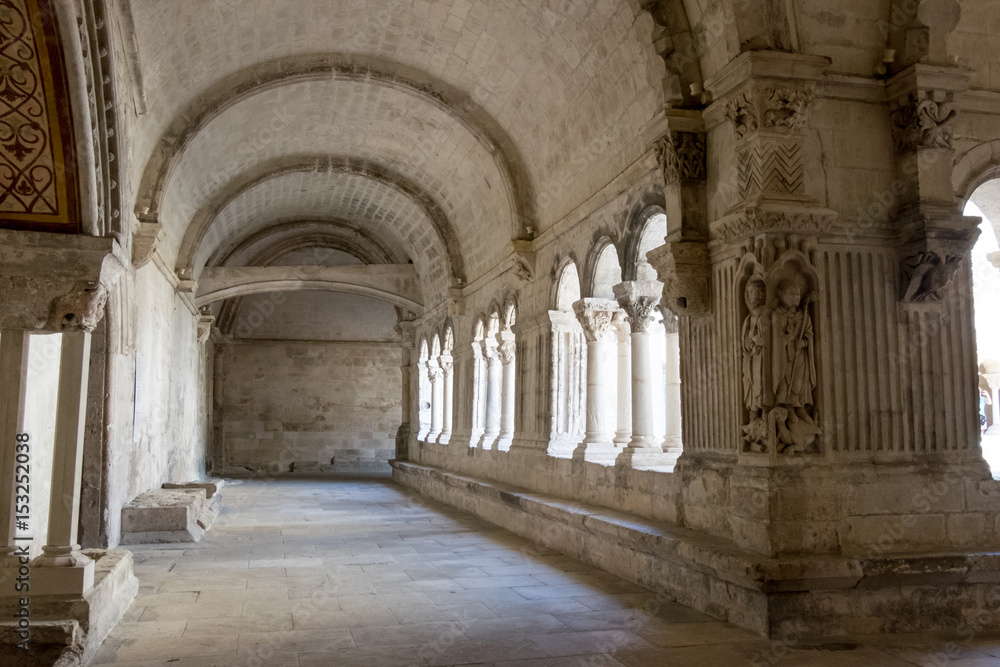 France,Arles, Abbey of Saint Peter of Montmajour, Benedictine order, established in  949 AD. Cloister area.