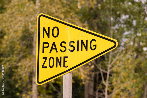 Yellow Triangle Road Sign Warning No Passing Zone © Christopher Boswell