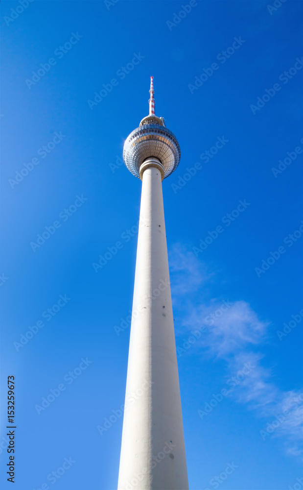 Berlin, Germany - March 21, 2015: The television tower of Berlin . It is a well-known landmark of the city, near Alexanderplatz Berlin, Germany - March 21, 2015: The television tower of Berlin . It is a well-known landmark of the city, near Alexanderplatz