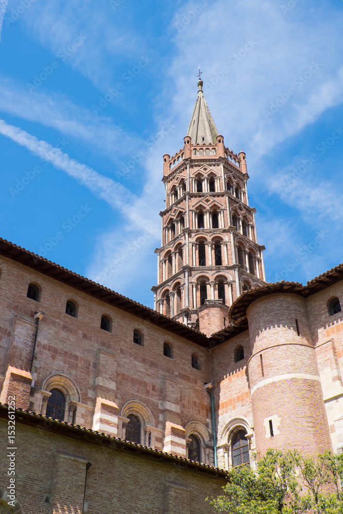 Europe,France,Toulouse,Basilique St.-Sernin. Romanesque steeple