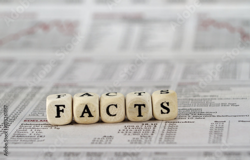 facts word built with letter cubes