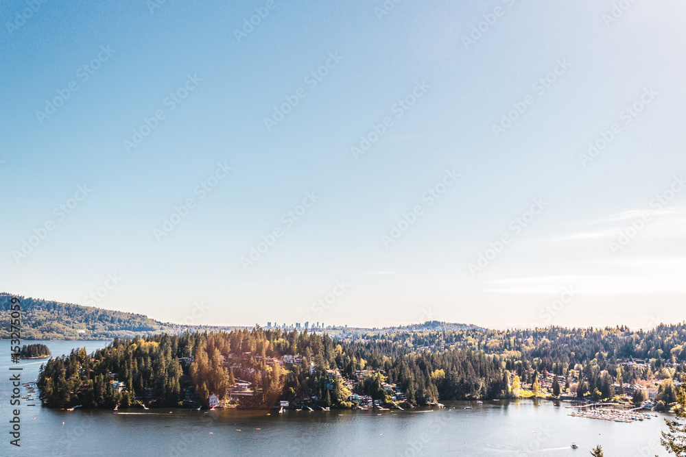 Deep Cove view from Quarry Rock at North Vancouver, BC, Canada