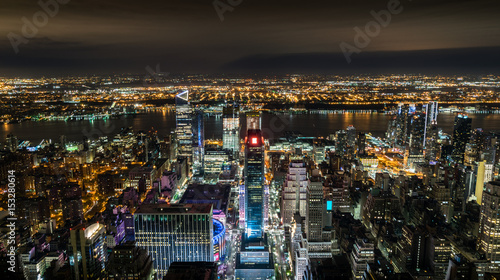 New York Night Panorama of Brooklyn and Mid-Manhattan, USA