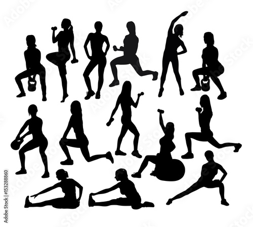 Gym and Fitness Activity Silhouettes, art vector design