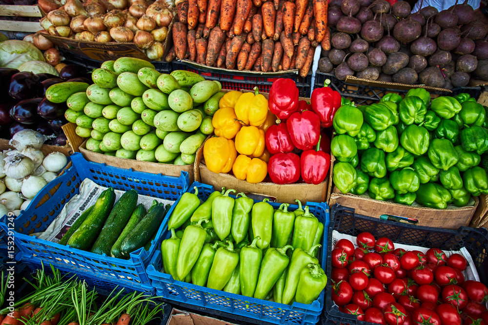 Assortment of fresh vegetables.raw organic vegetables. farmers market. Vegetable stand