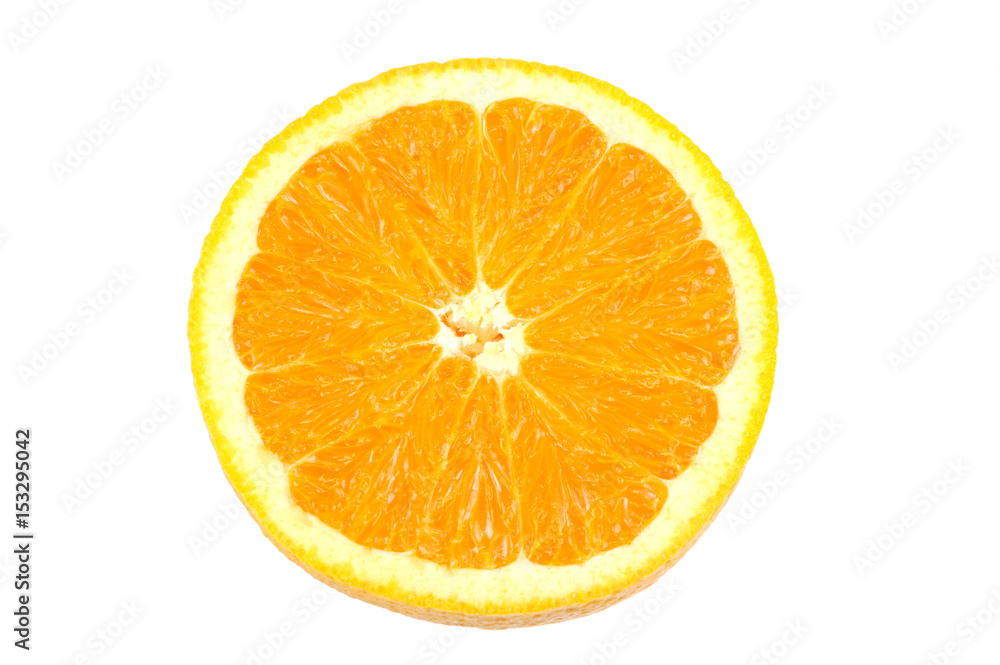 slice of fresh orange isolated on white background