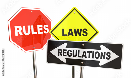 Fotografie Rules Laws Regulations Stop Yield Road Signs 3d Illustration