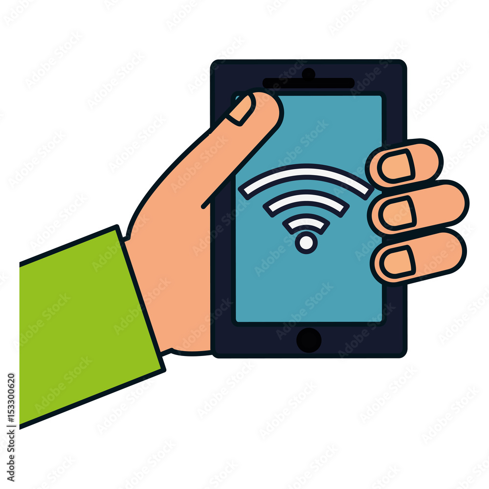 hand holding a smartphone icon over white background. vector illustration hand holding a smartphone icon over white background. vector illustration