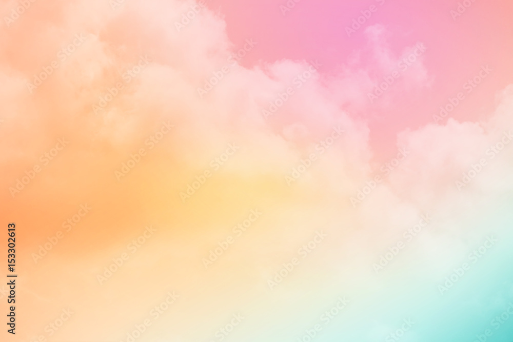 artistic fluffy cloud and sky with gradient color, nature abstract background