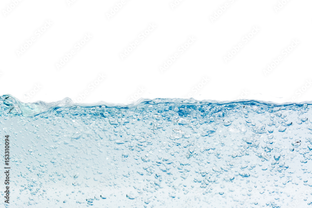Water splash with bubbles of air, isolated on the white background Water splash with bubbles of air, isolated on the white background