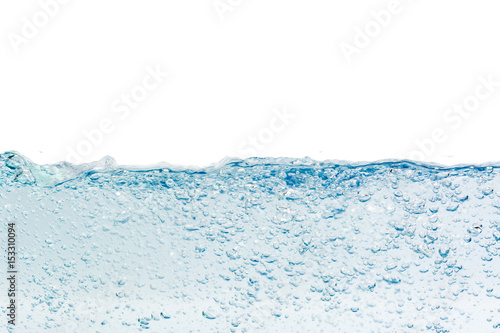 Water splash with bubbles of air, isolated on the white background