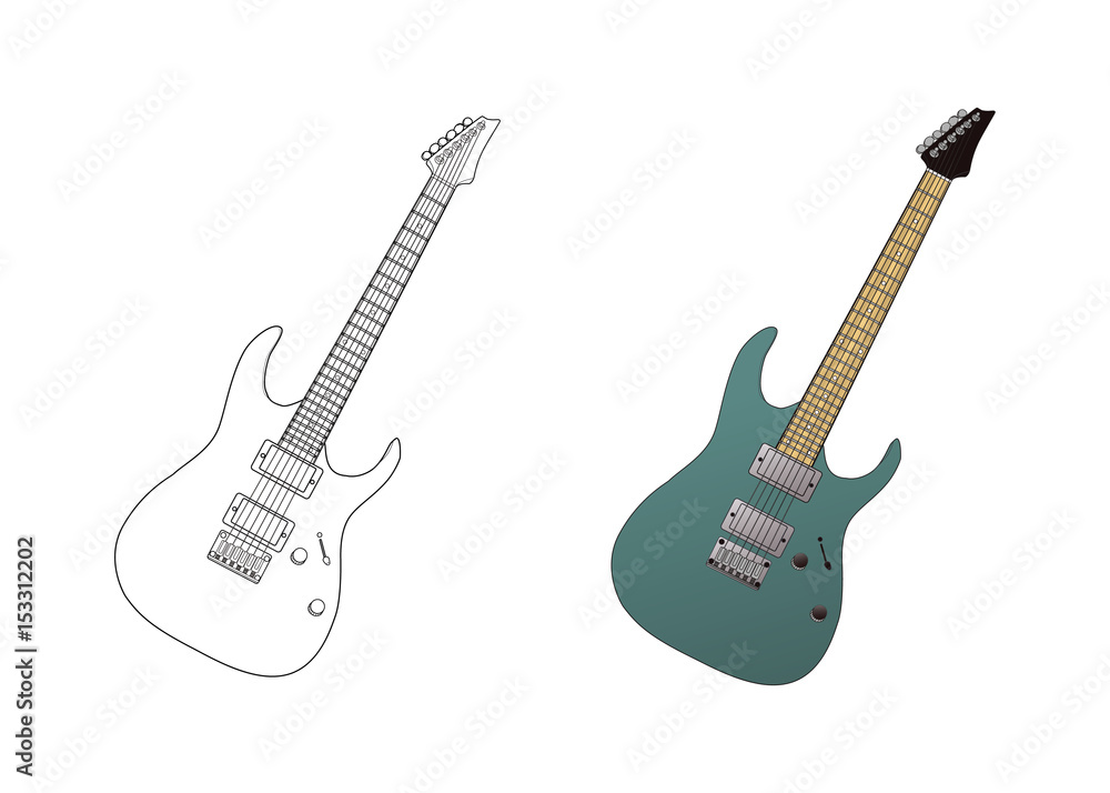 Obraz premium Electric guitar string instrument on isolated background