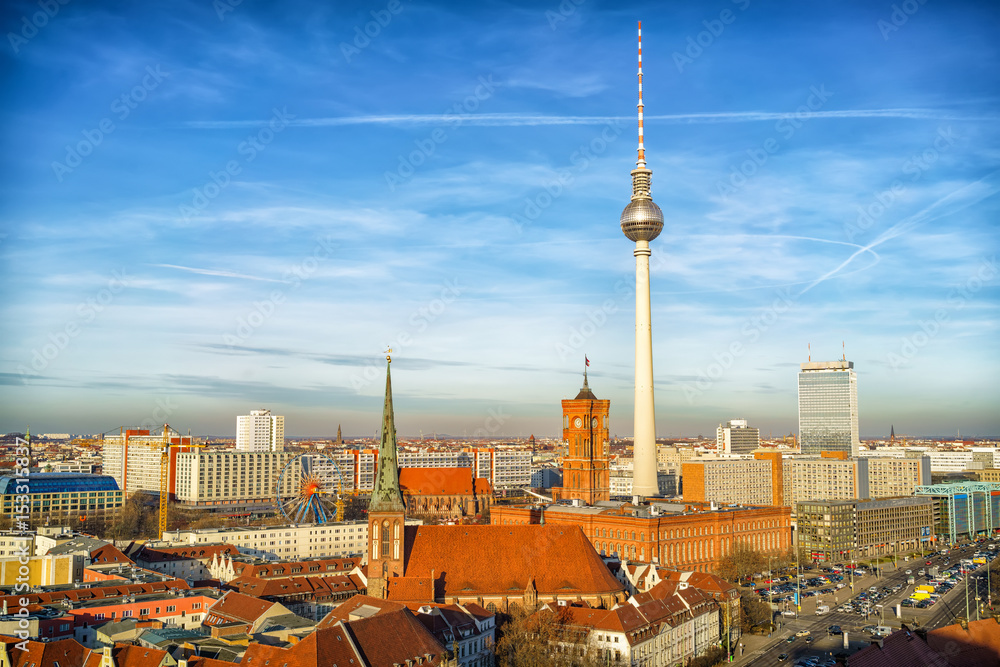 Aerial view on Alexanderplatz in Berlin, Germany Aerial view on Alexanderplatz in Berlin, Germany