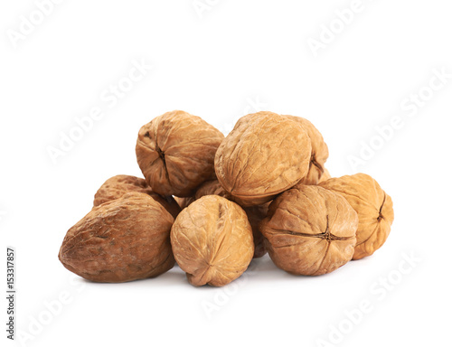 Pile of walnuts isolated