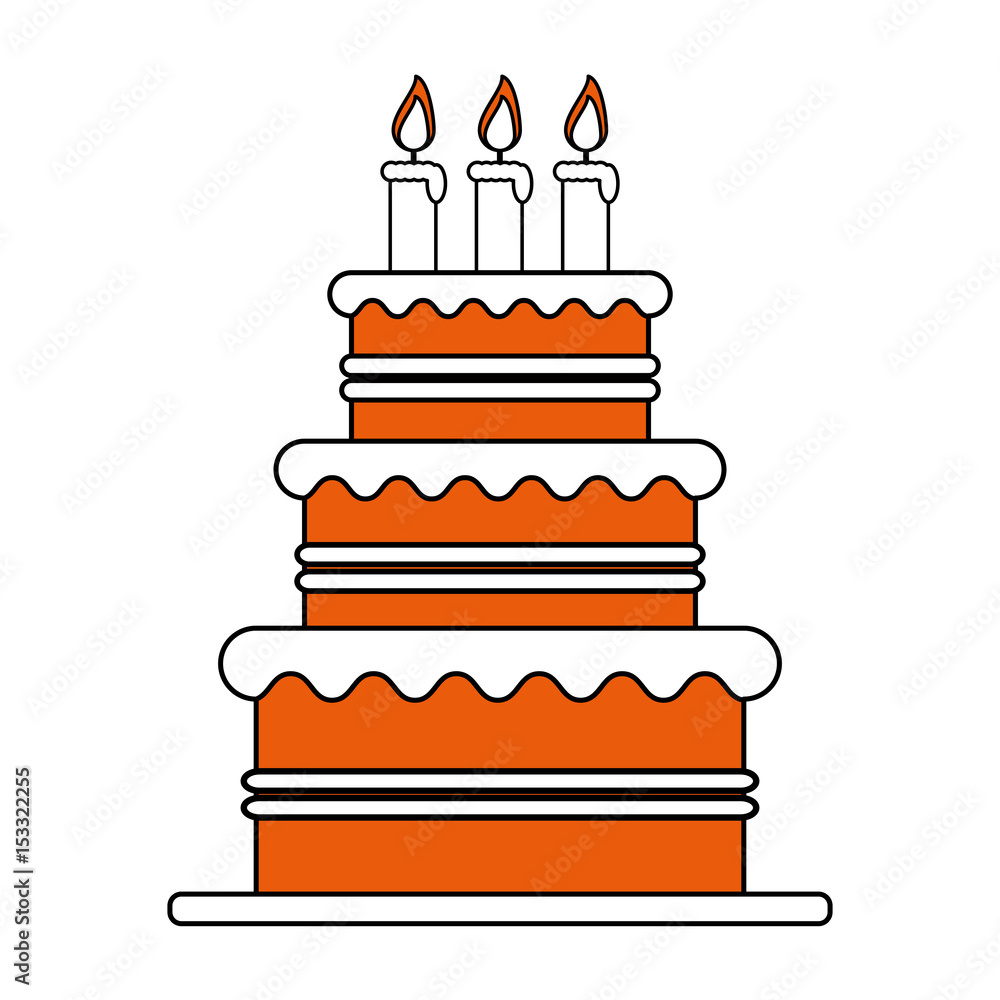 color silhouette image cake with cream and candles vector illustration color silhouette image cake with cream and candles vector illustration