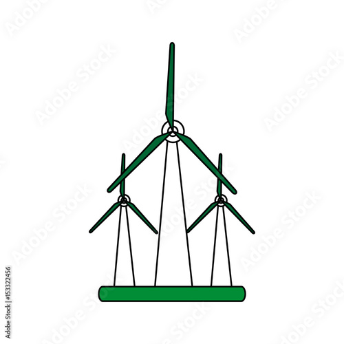 color silhouette image wind turbine eolic energy vector illustration