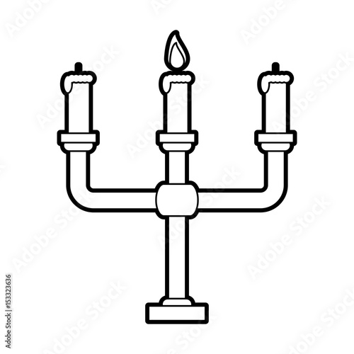 sketch silhouette image candlestick with base and candles vector illustration