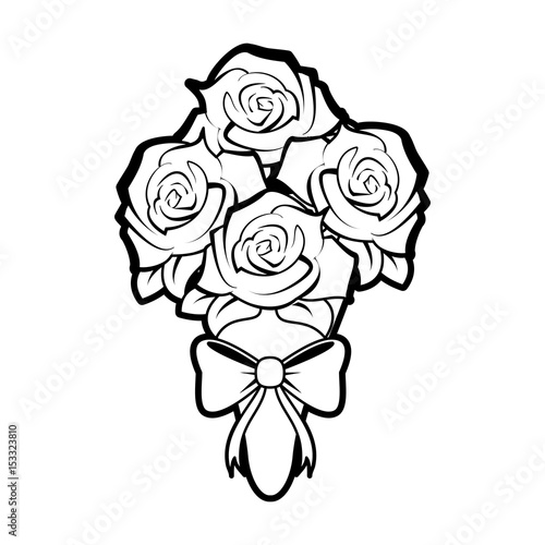 sketch silhouette image wedding bouquet of roses vector illustration
