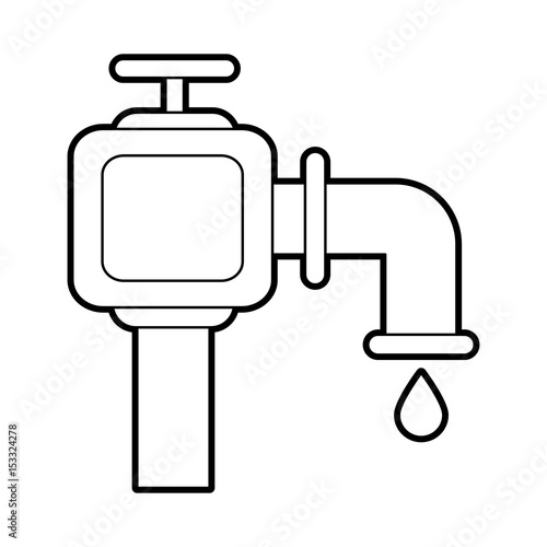 sketch silhouette image watertap with drop icon vector illustration