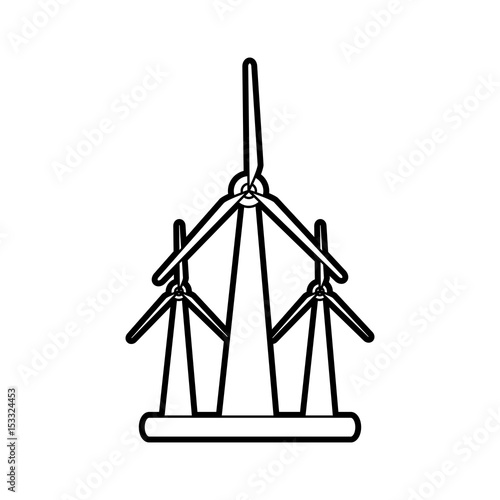 sketch silhouette image wind turbine eolic energy vector illustration