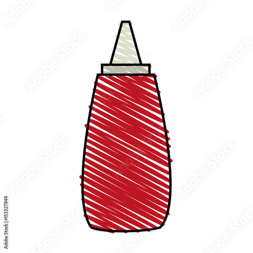 color crayon stripe cartoon red jar with tomato sauce vector illustration