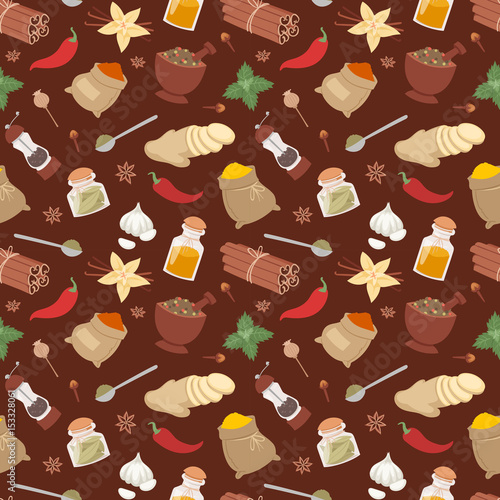 Seasoning food herbs relish natural vector ingredient seamless pattern