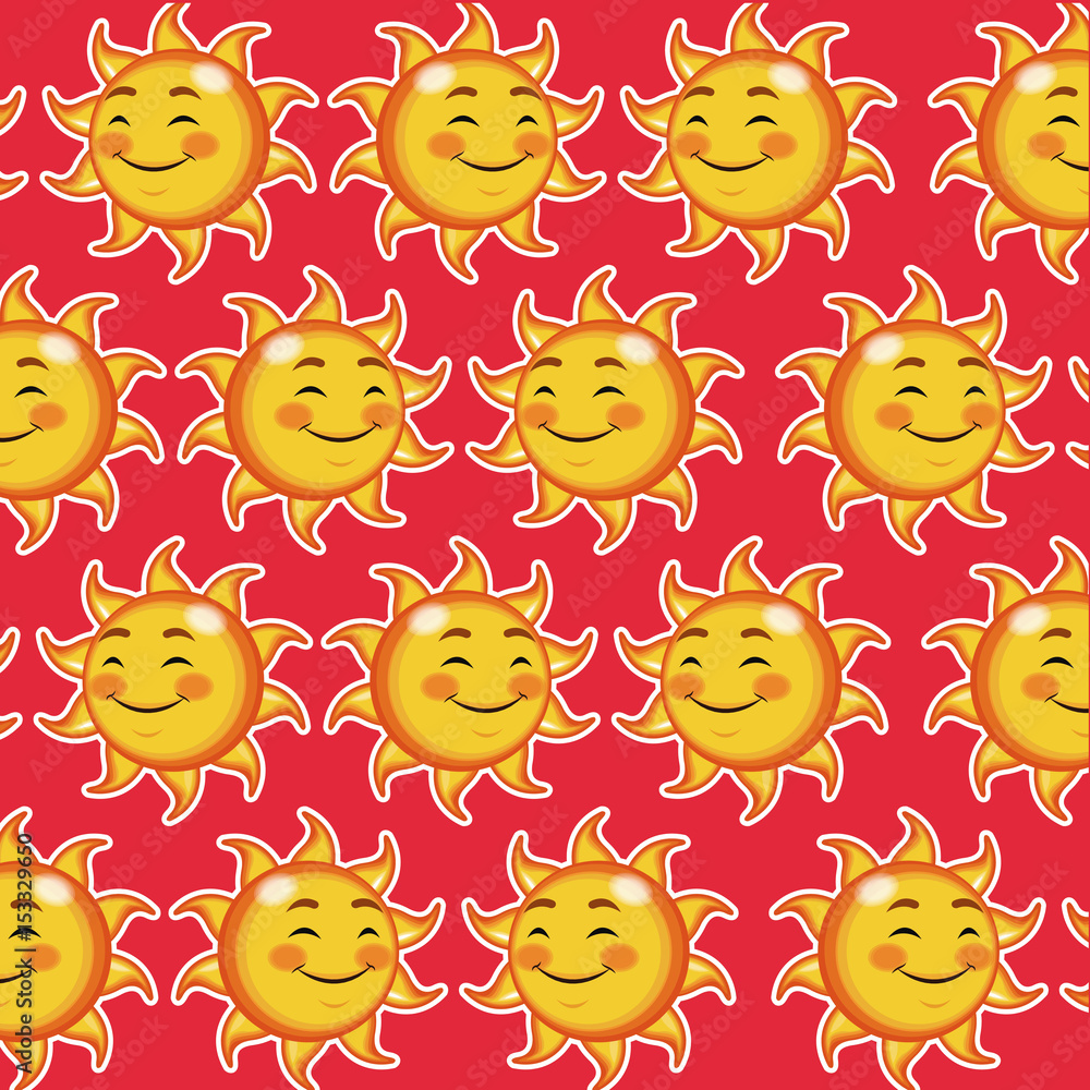 happy funny sun winked wallpaper pattern cartoon image vector illustration
