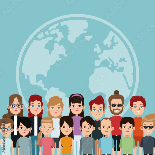 cartoon community world people society international vector illustration