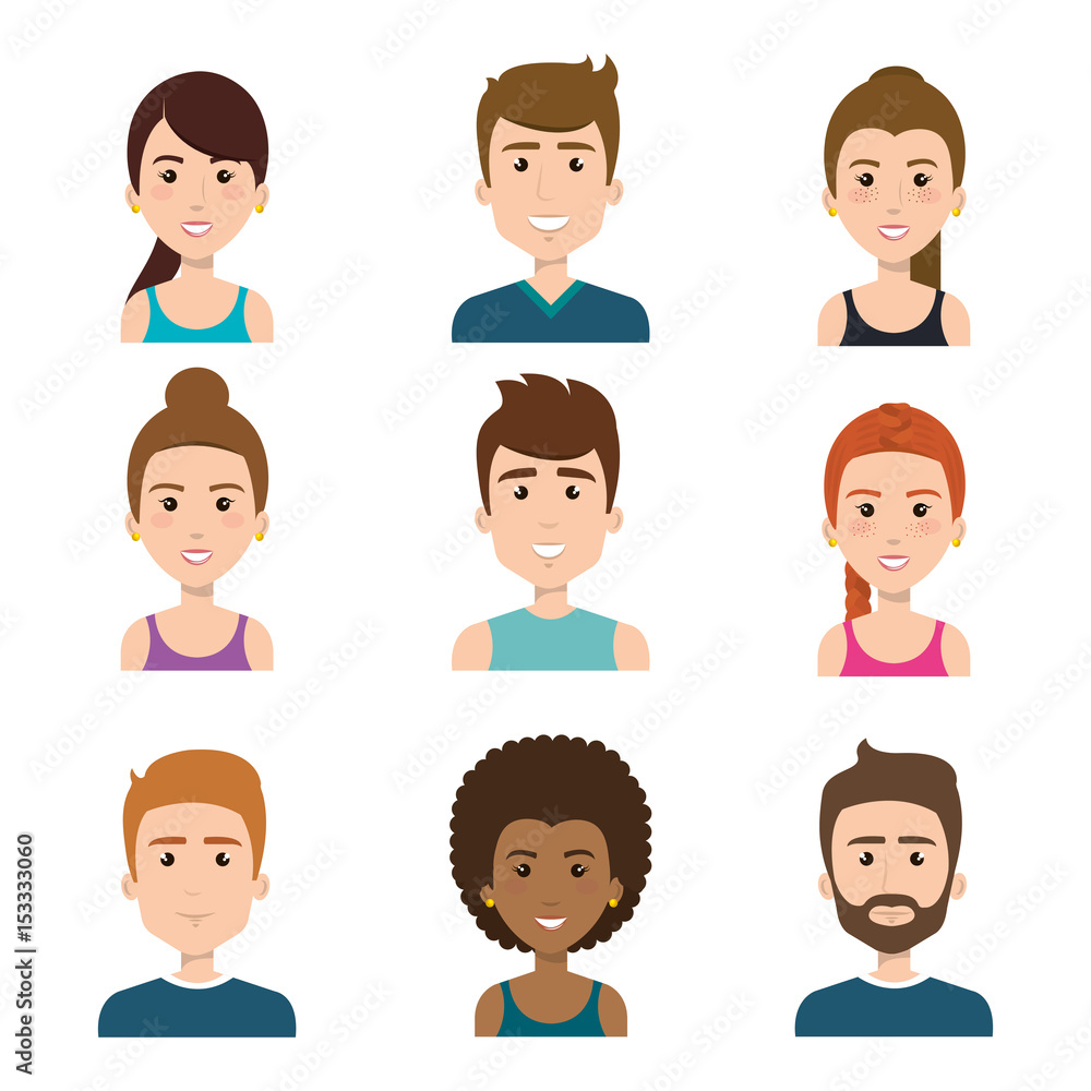 Smiling people over white background. Vector illustration. Smiling people over white background. Vector illustration.