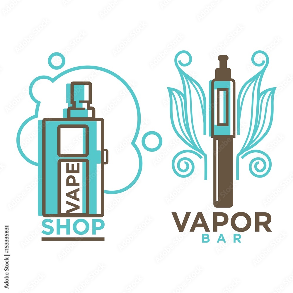 Vapor bar and shop logo design isolated. Vape e-cigarette emblem Stock  Vector | Adobe Stock
