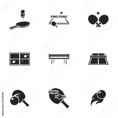 Icons for theme Ping pong , vector, icon, set. White background