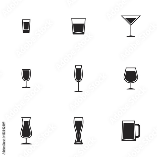 Icons for theme Drink alcohol beverage. White background
