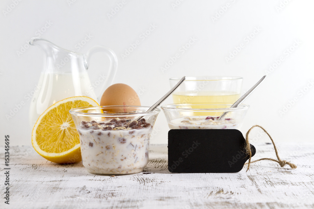 breakfast time with muesli and orange juice breakfast time with muesli and orange juice