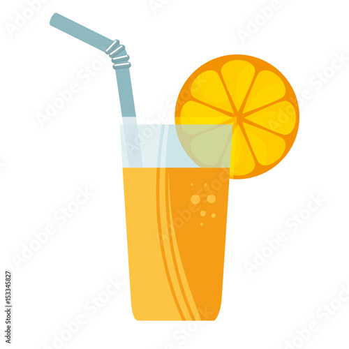 orange juice fruit glass icon vector illustration design